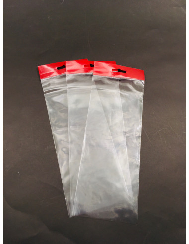 BOPP Sáček 100x35EČervený+250/30 μm 250Ks - Eurozávěs s výztuhou | Obaly a sáčky C&C Líně