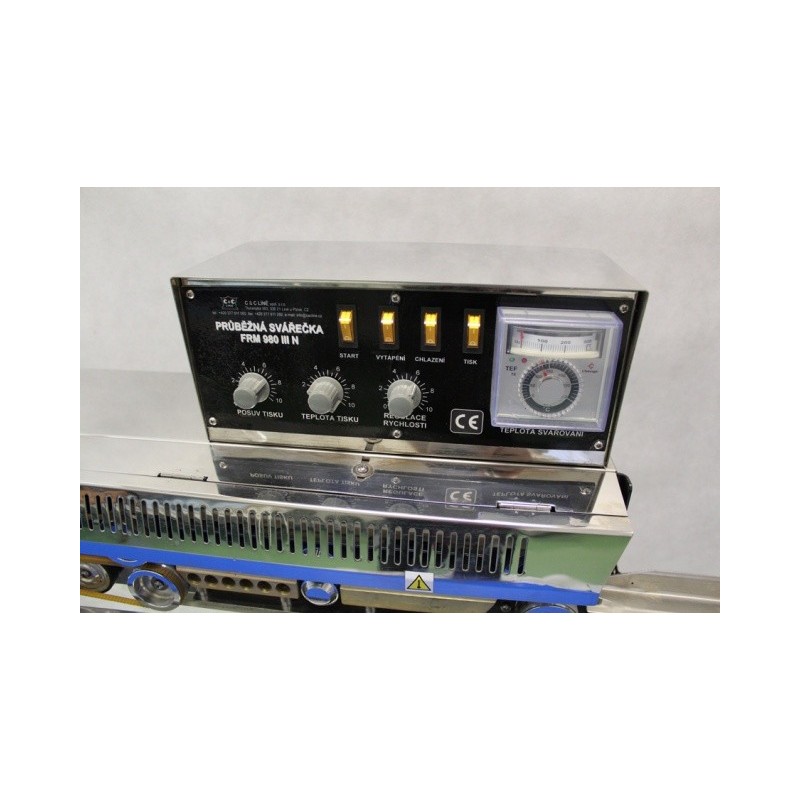 FRM 980 III N Horizontal Continuous Band Sealer with printing, on console - stainless steel